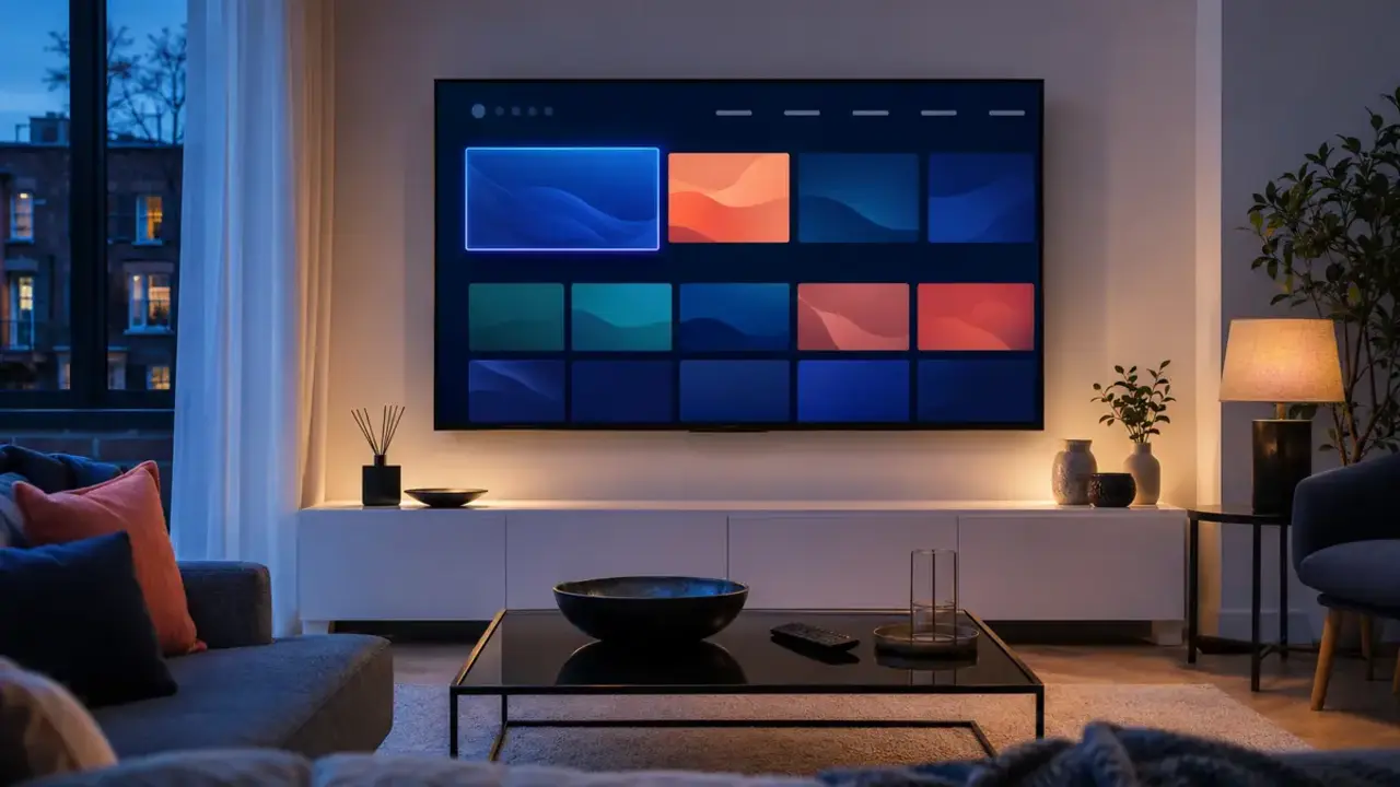 Compatible IPTV player home screen with live TV, movies and series sections