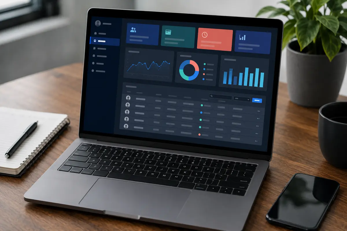 A laptop showing an original reseller account and credit management dashboard